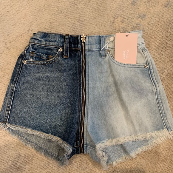 multi colored jean shorts